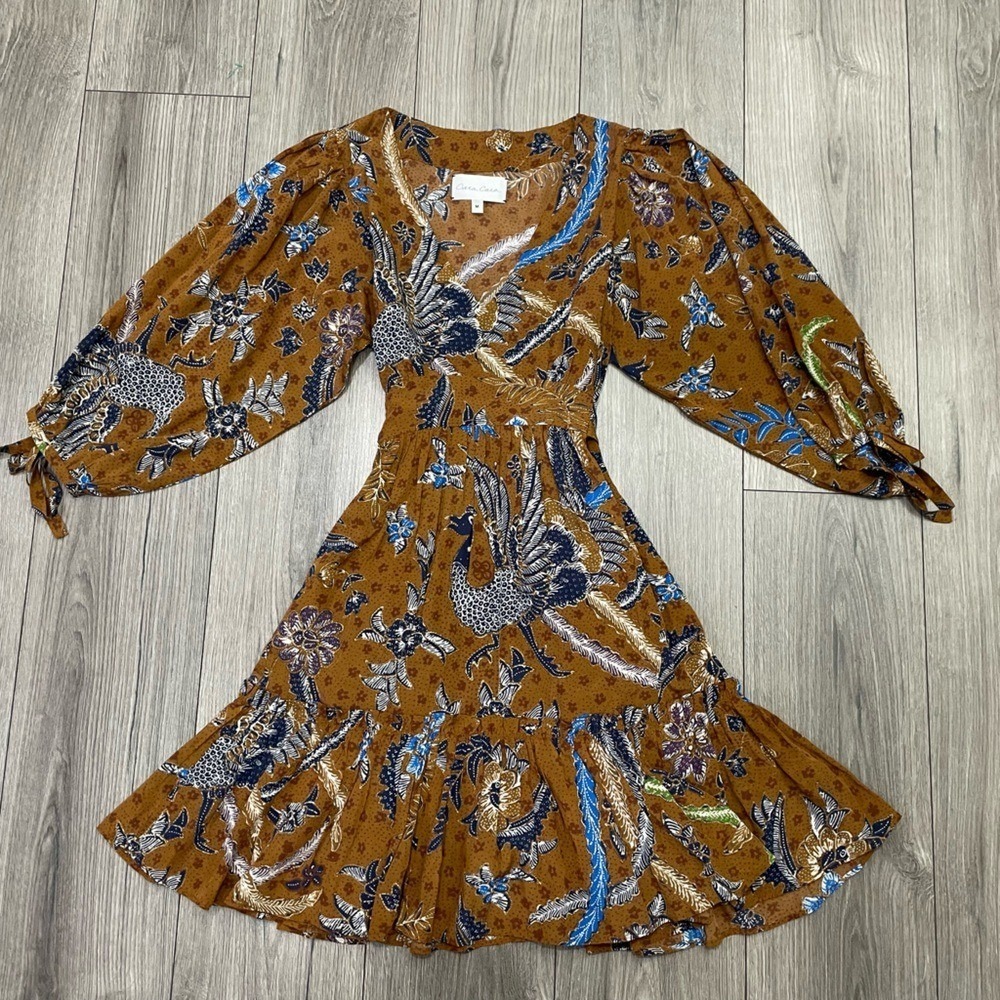 Cara Cara‎ Millbrook Floral Printed Dress with Tie Sleeves Size M